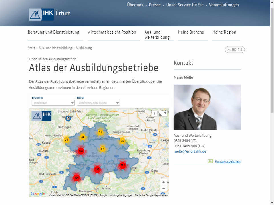 Screenshot Ausbildungsatlas